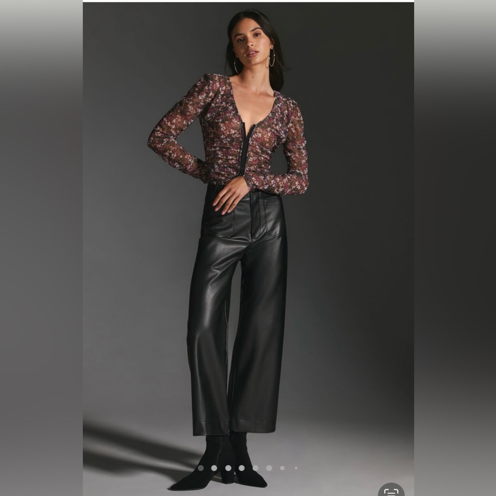 Anthropology Maeve Faux Leather Colette Pant - Black - Size 34